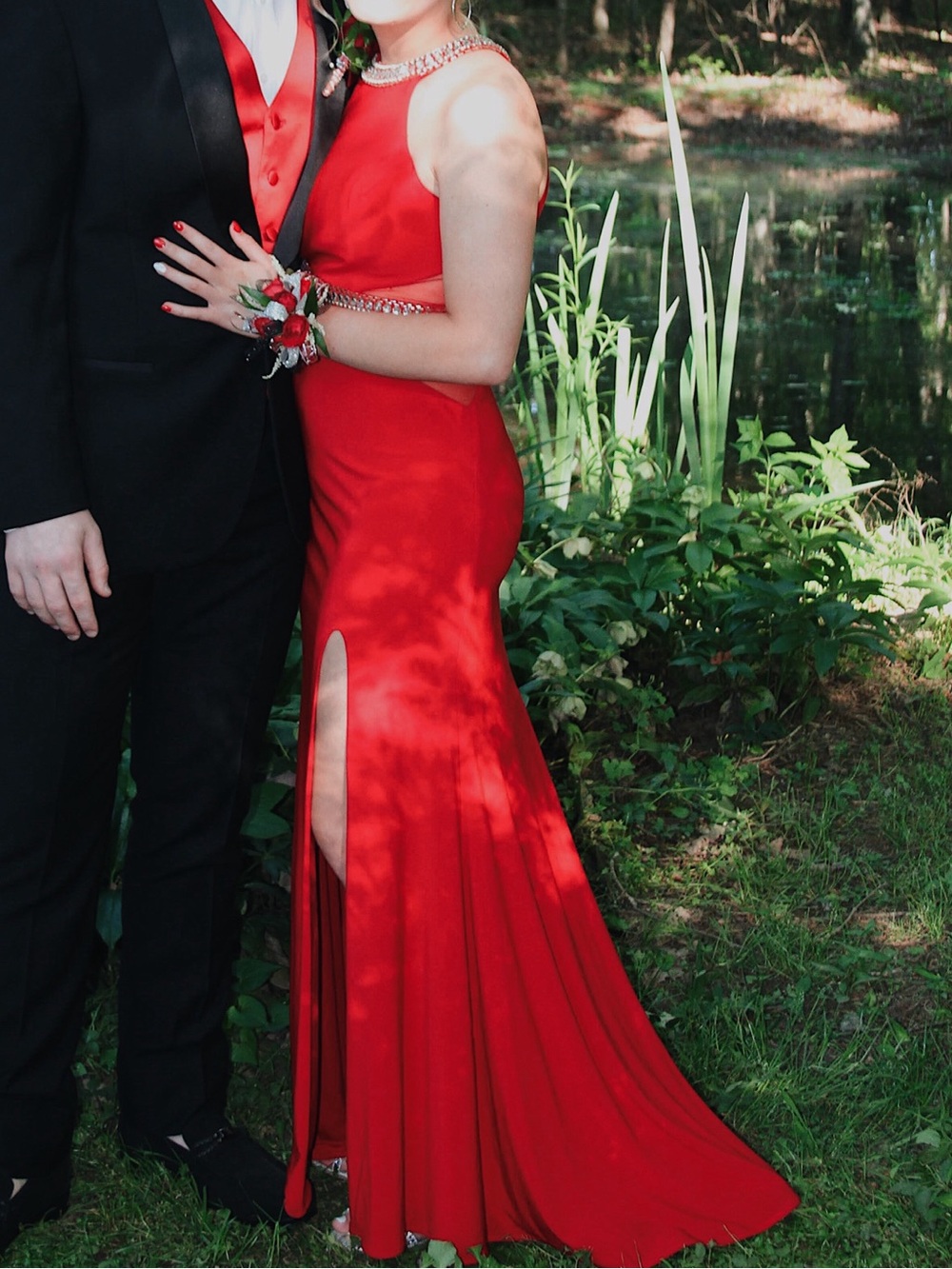 Elegant Red Halter Prom Dress